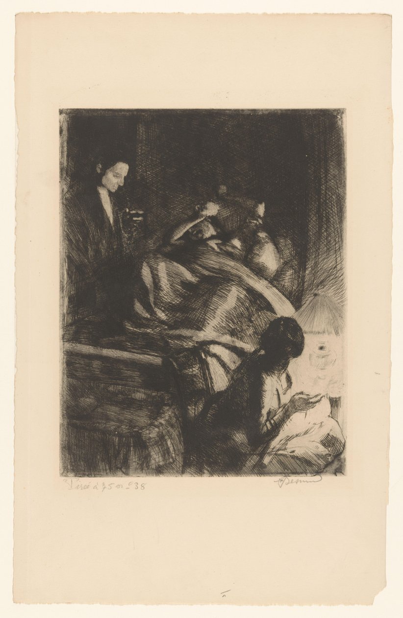 Vrouw in het kraambed door Albert Besnard