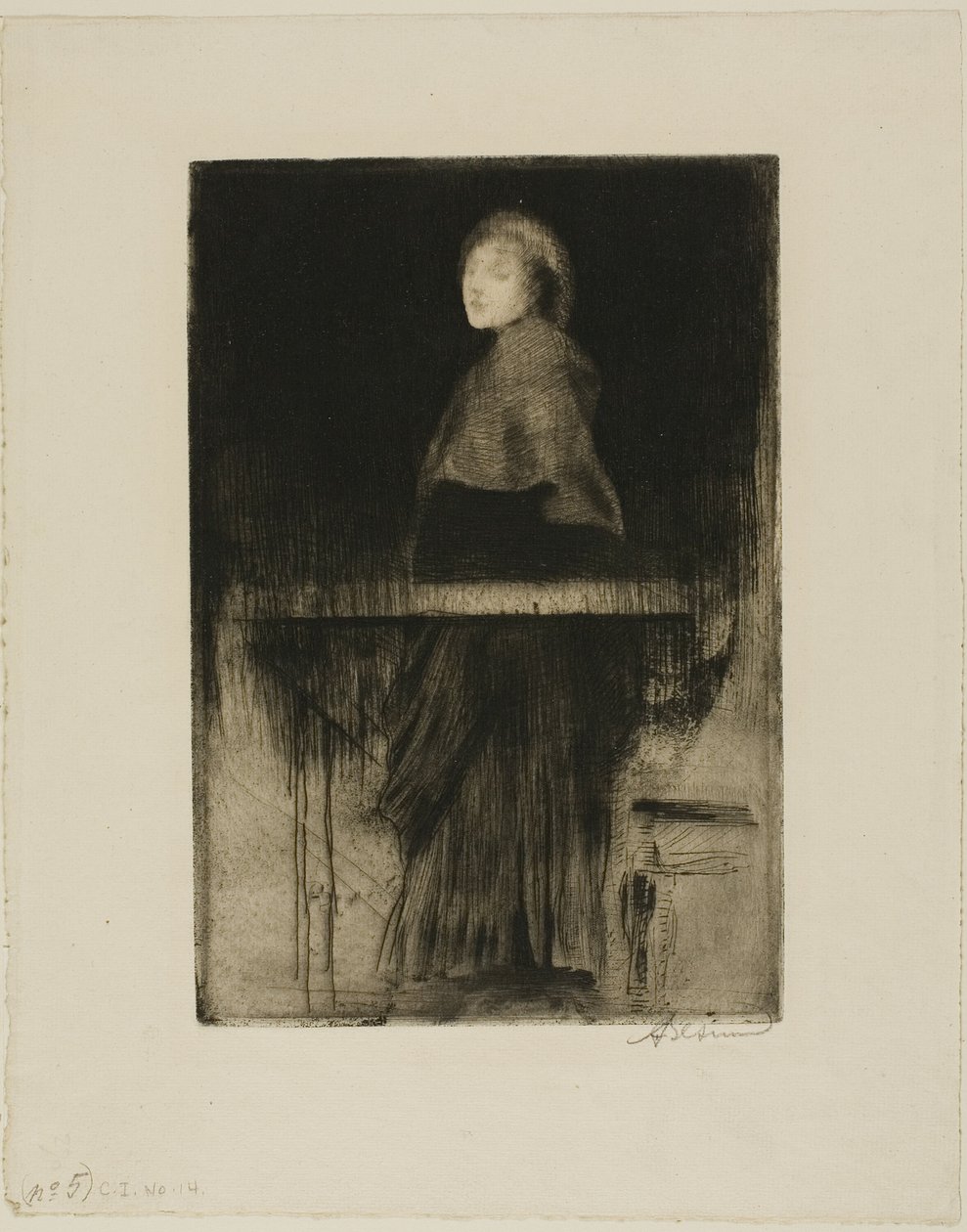 Vrouw in een cape door Albert Besnard