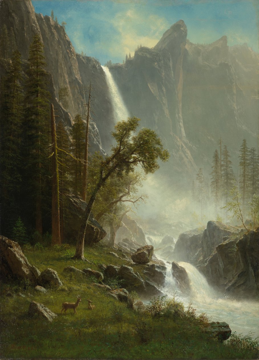 Bridal Veil Falls, Yosemite door Albert Bierstadt