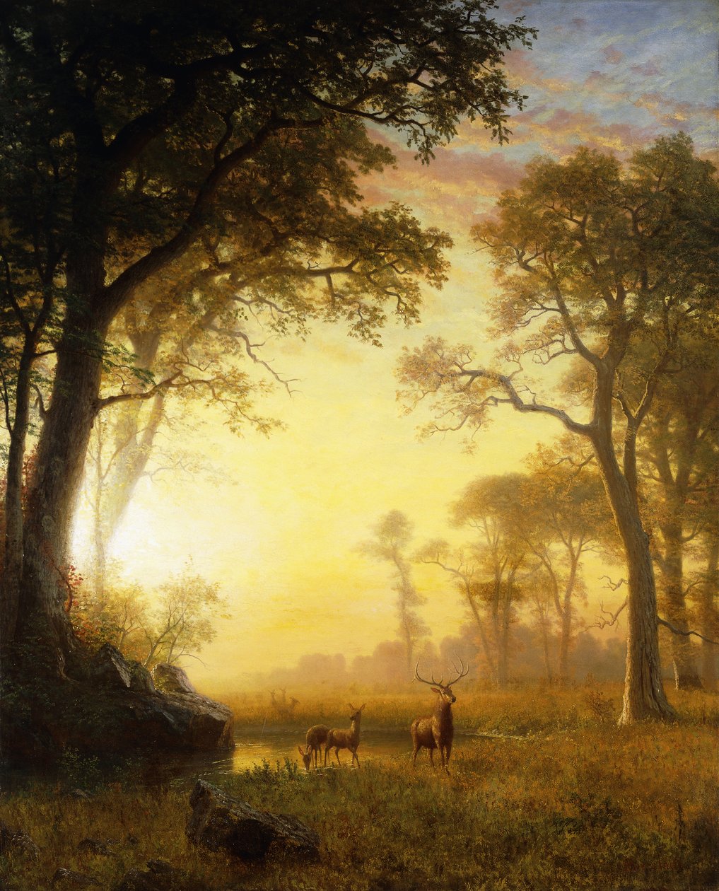 Licht in het bos door Albert Bierstadt