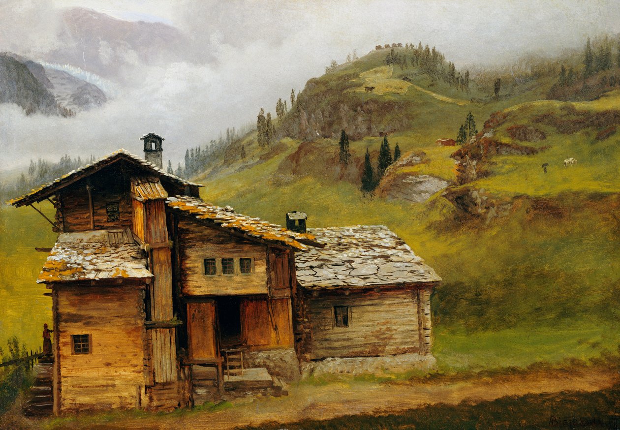 Berg Huis door Albert Bierstadt