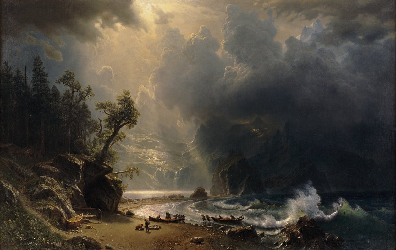 Puget Sound aan de Pacifische kust, 1870 door Albert Bierstadt