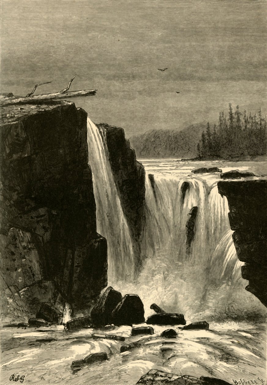 Zuidzijde van Willamette Falls, 1872 door Albert Bobbett