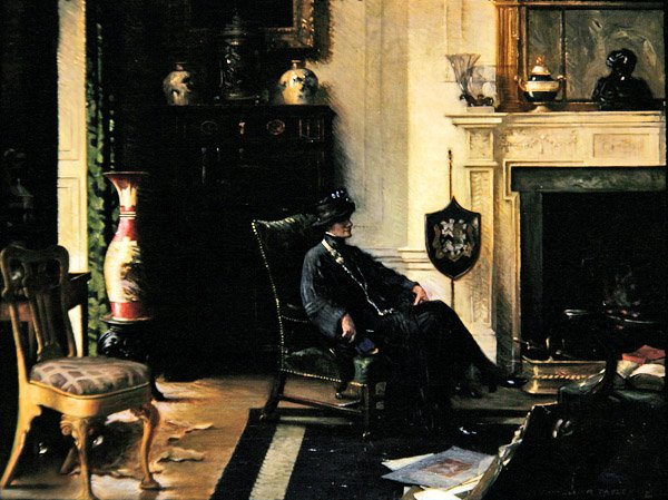 Dame in een interieur door Albert Chevallier Tayler