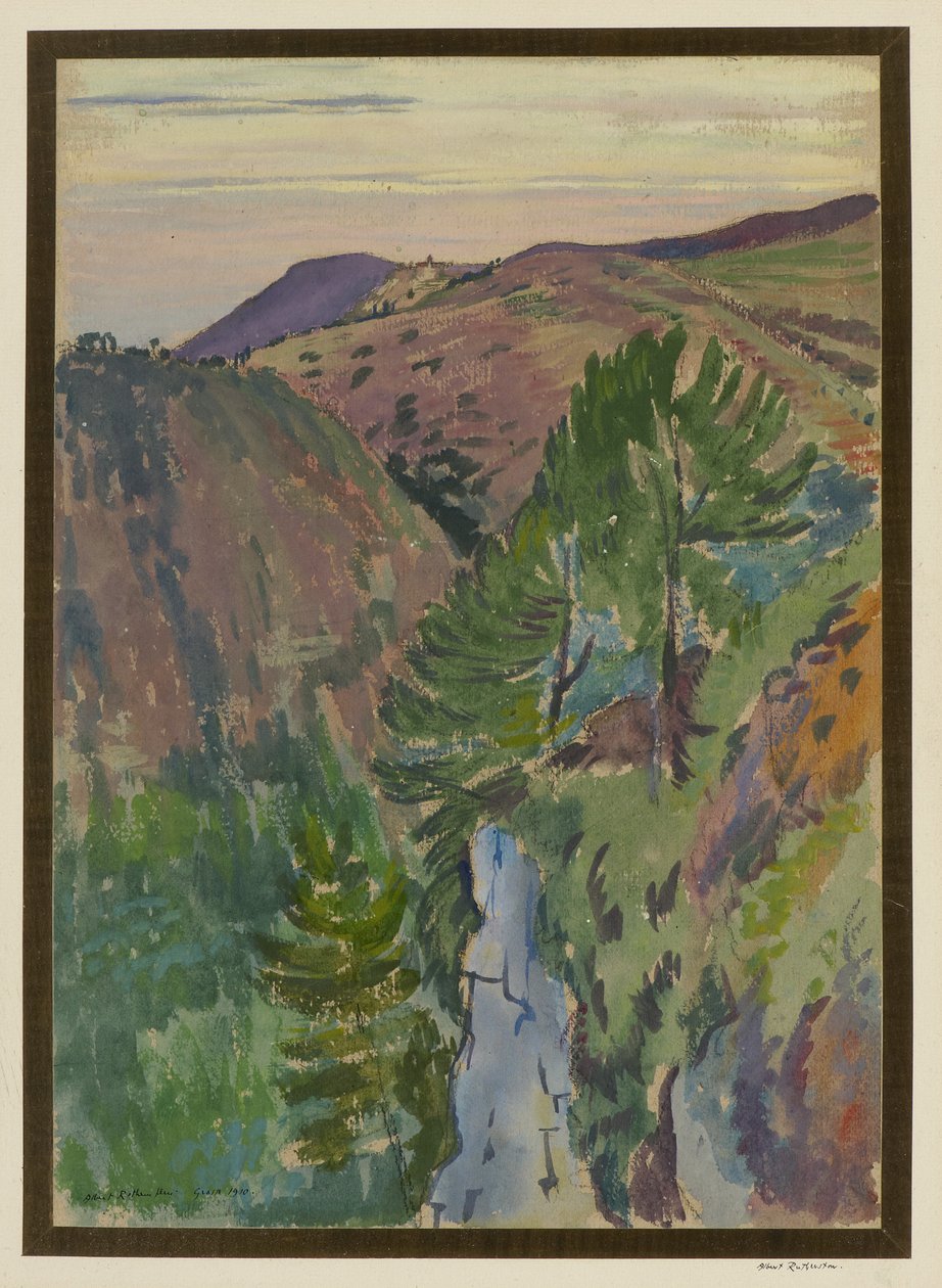 Landschap in Grasse door Albert Daniel Rutherston