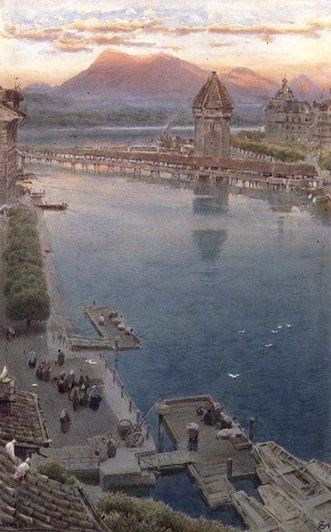 Luzern door Albert Goodwin