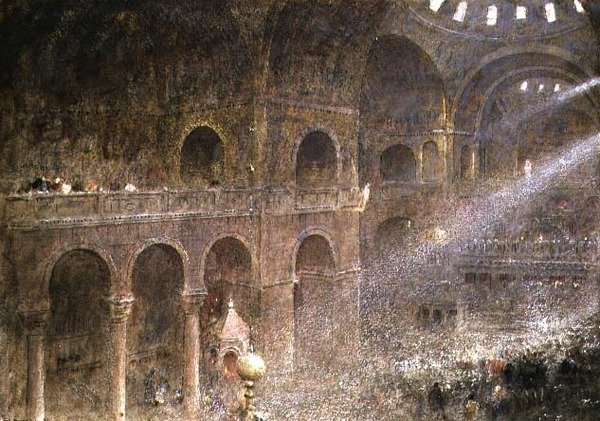 Basiliek van San Marco, Venetië vanaf de galerij door Albert Goodwin