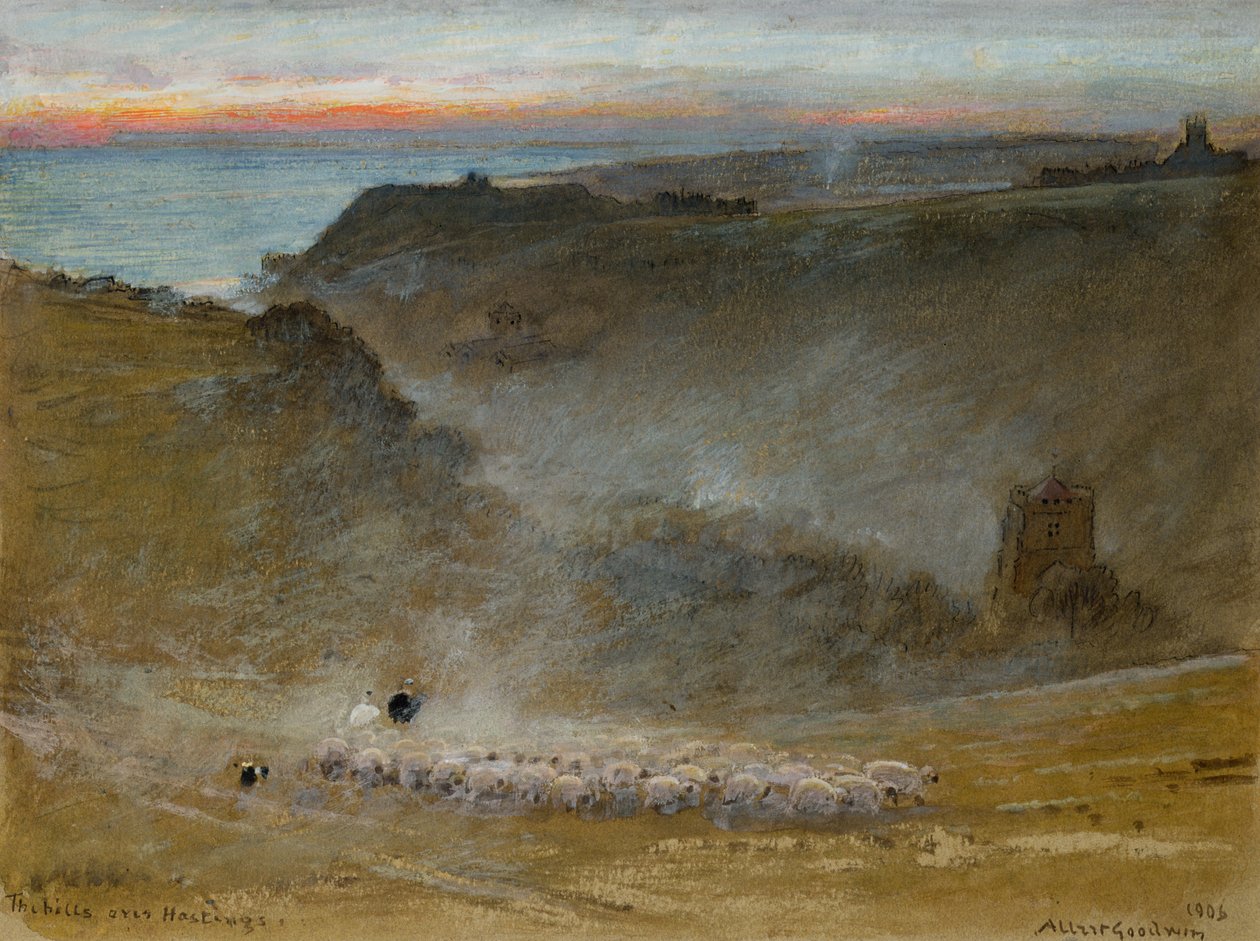 De heuvels boven Hastings door Albert Goodwin