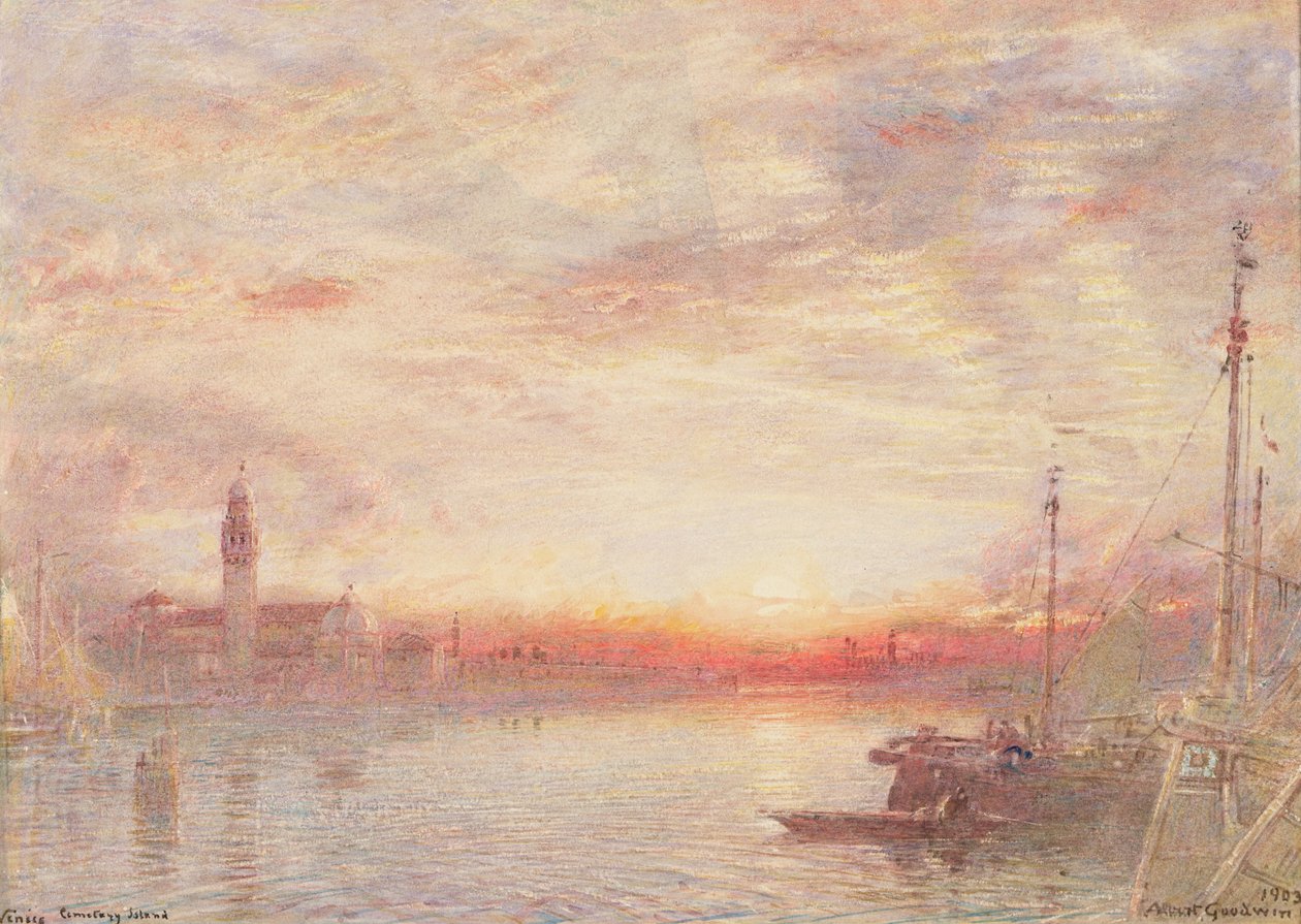 Venetië, Begraafplaats Eiland (San Michele) door Albert Goodwin