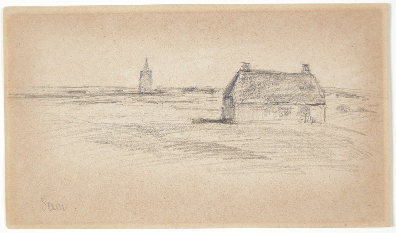 Boerderij en kerktoren door Albert Gottschalk