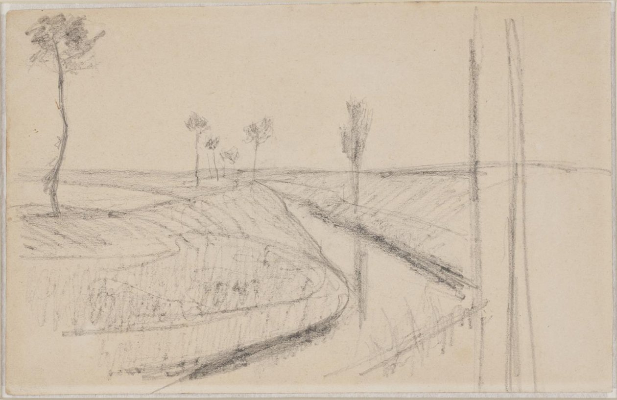 Landschap met diepe brede greppel of kanaal door Albert Gottschalk