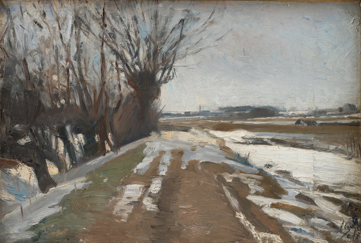Winterlandschap. Utterslev bij Kopenhagen door Albert Gottschalk