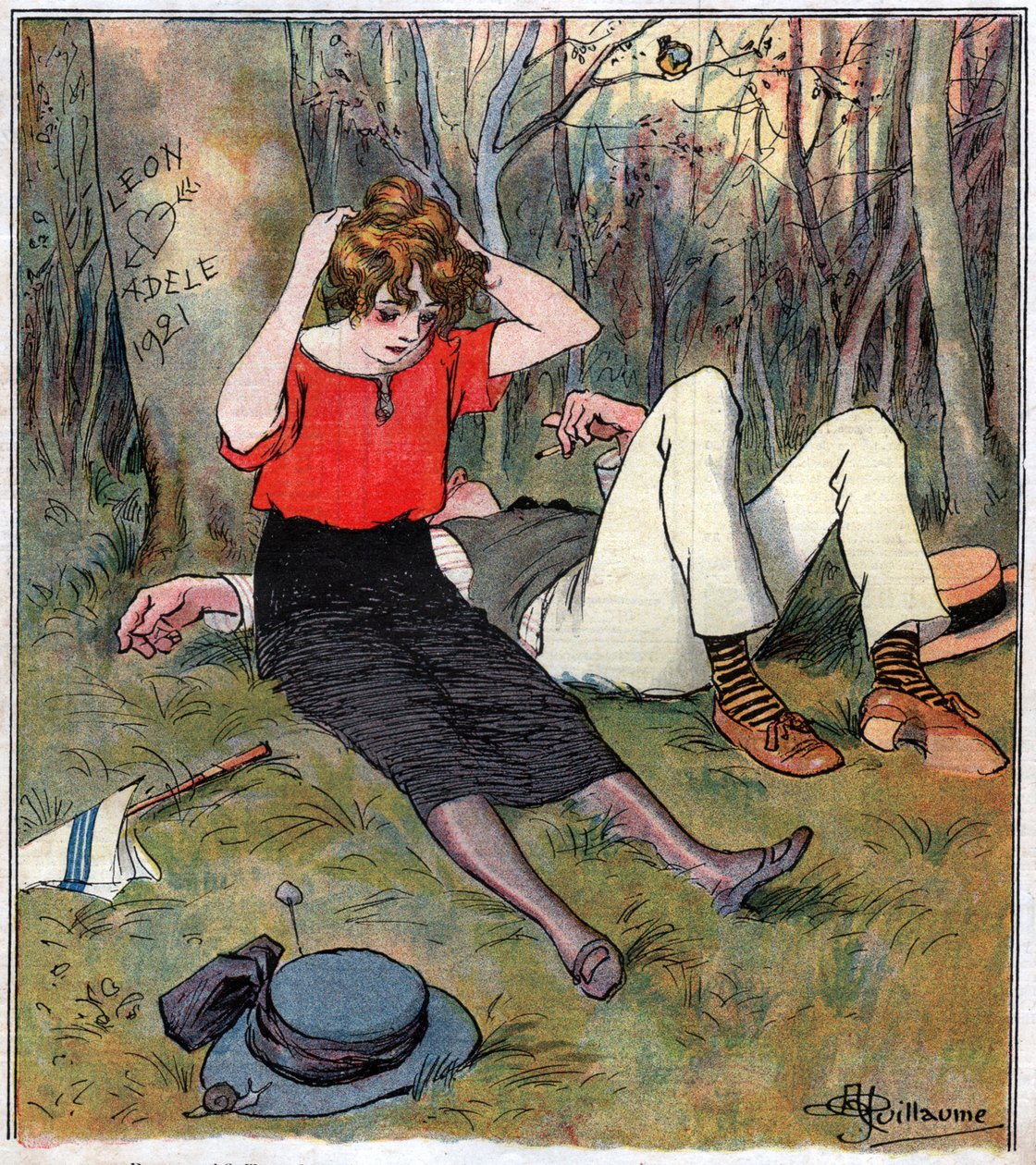 Koppel na de liefde in het bos door Albert Guillaume