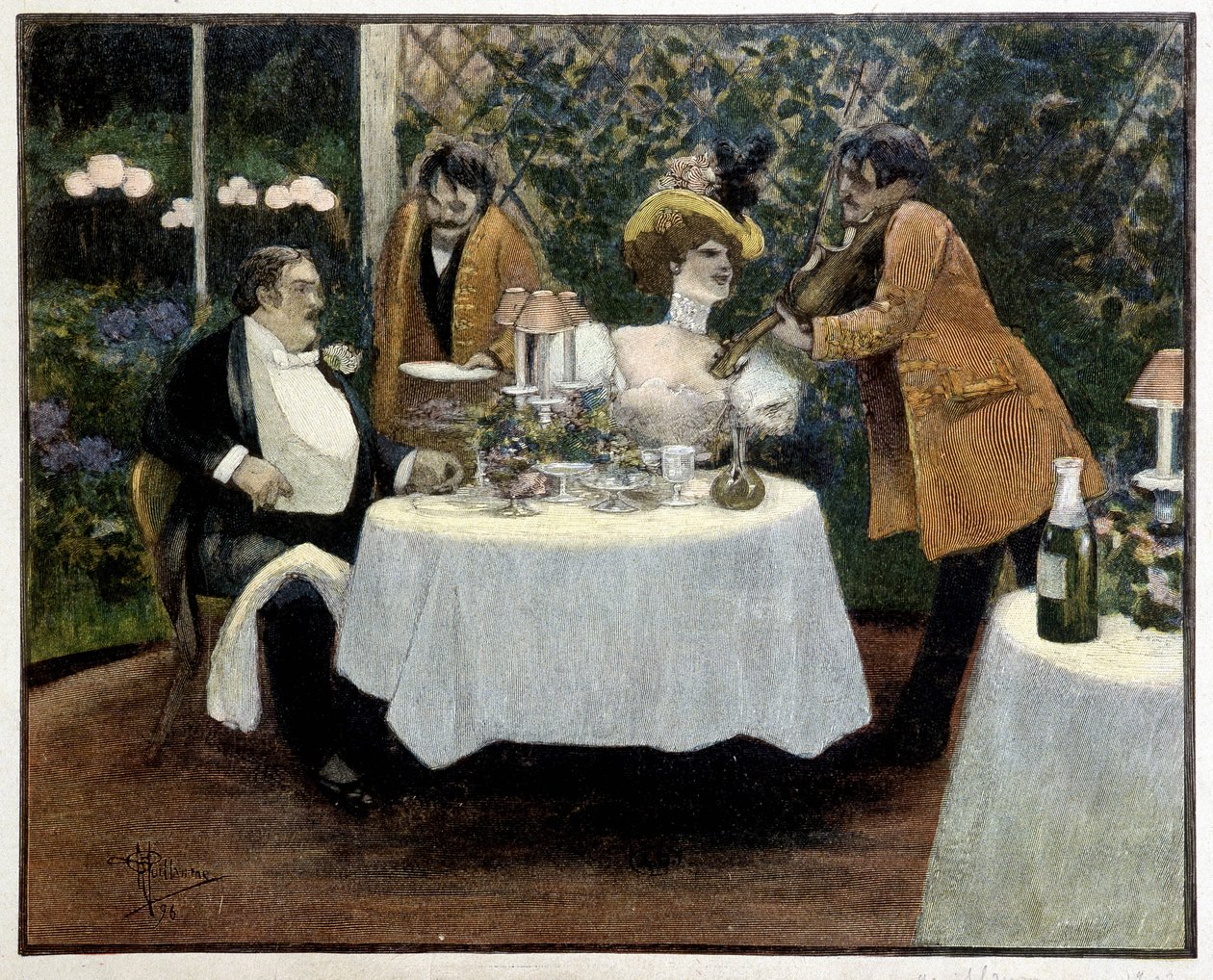 Restaurant, tekening door Guillaume door Albert Guillaume