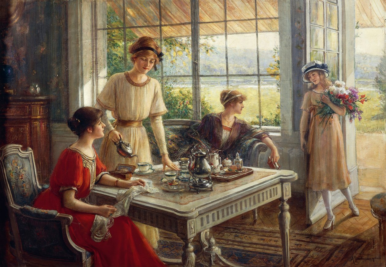 Vrouwen die thee drinken, door Albert Lynch (1851-1912) door Albert Lynch