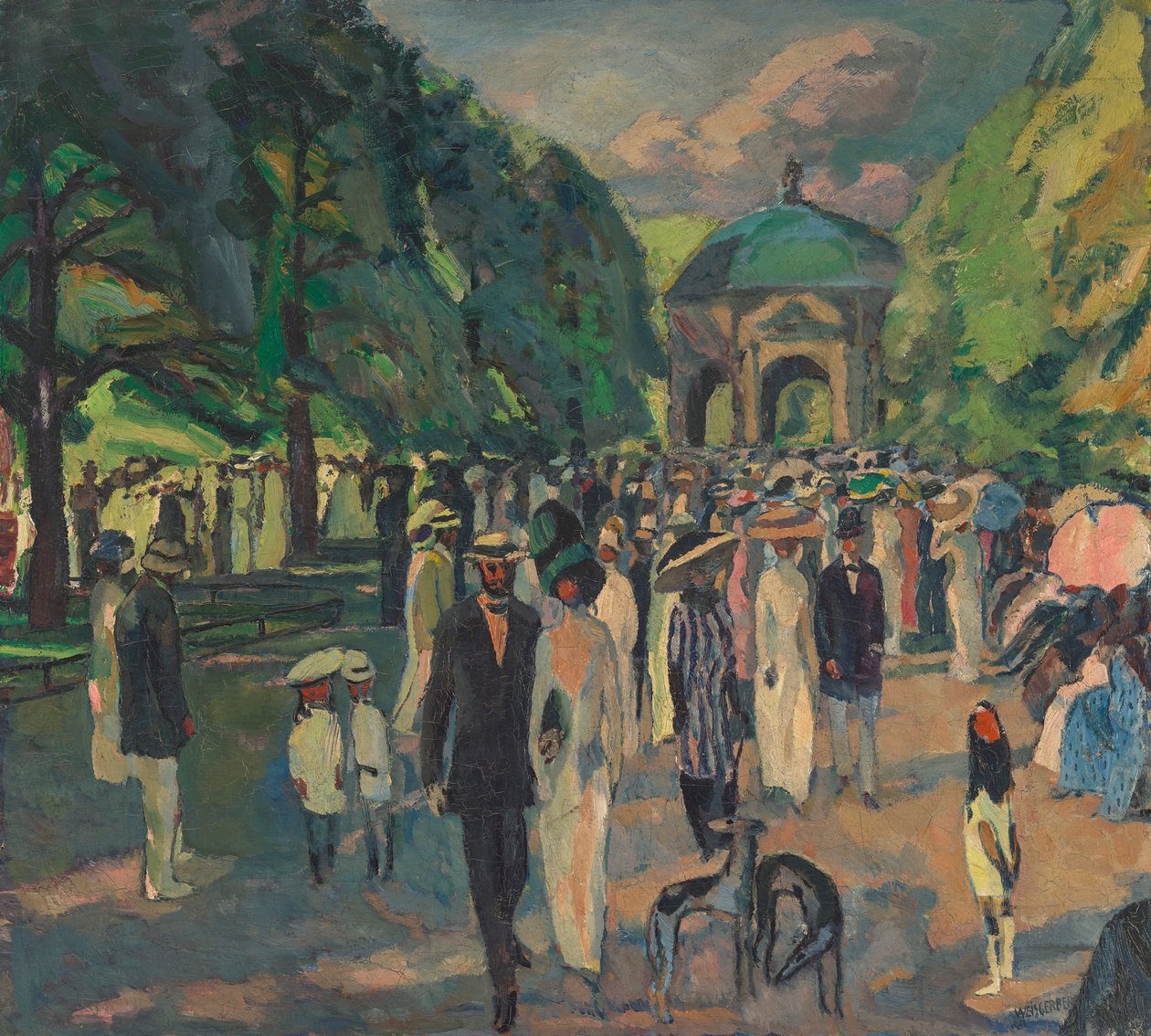 In de Münchener Hofgarten door Albert Weisgerber