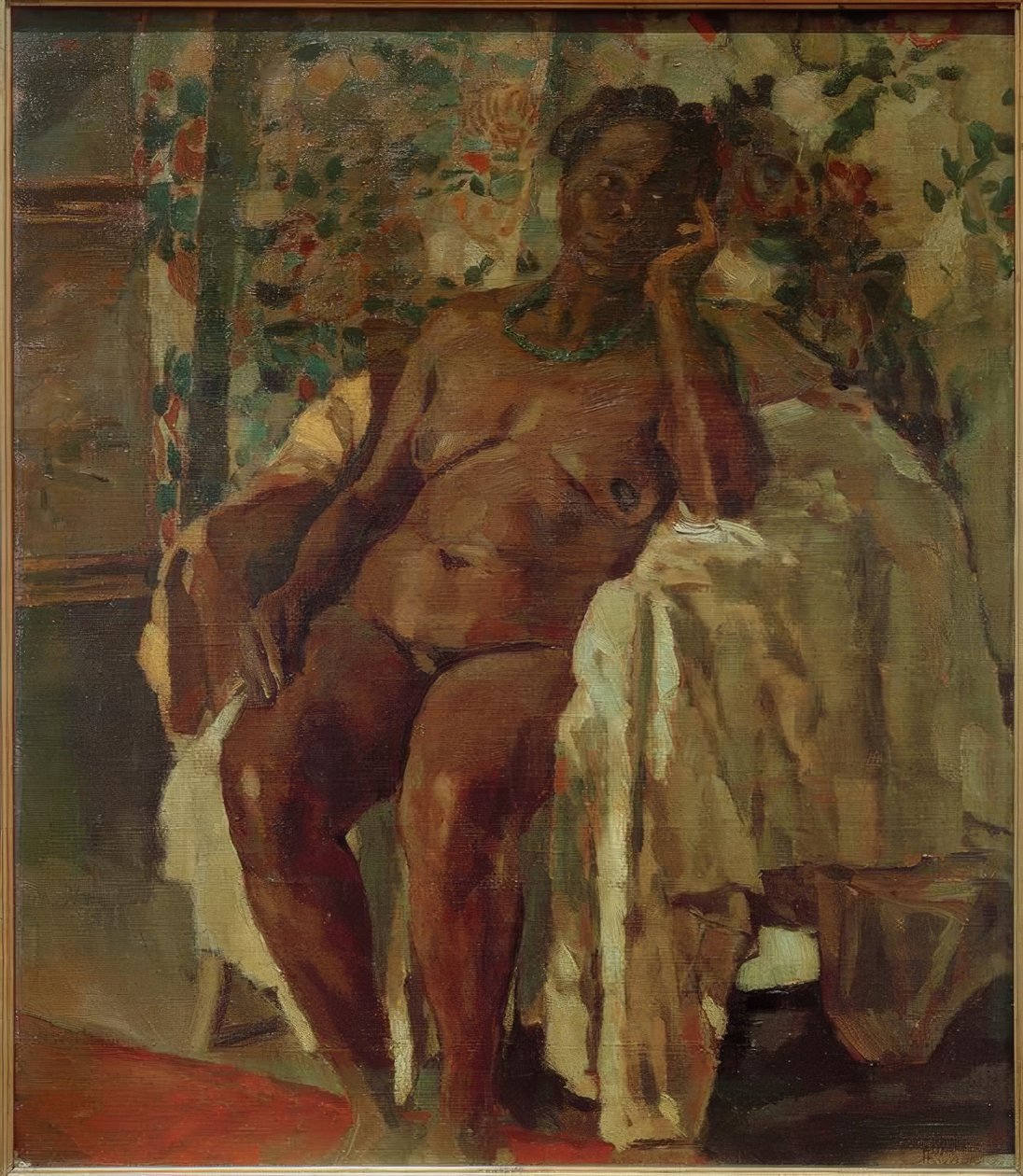 Zittende (Zittende negerin) door Albert Weisgerber