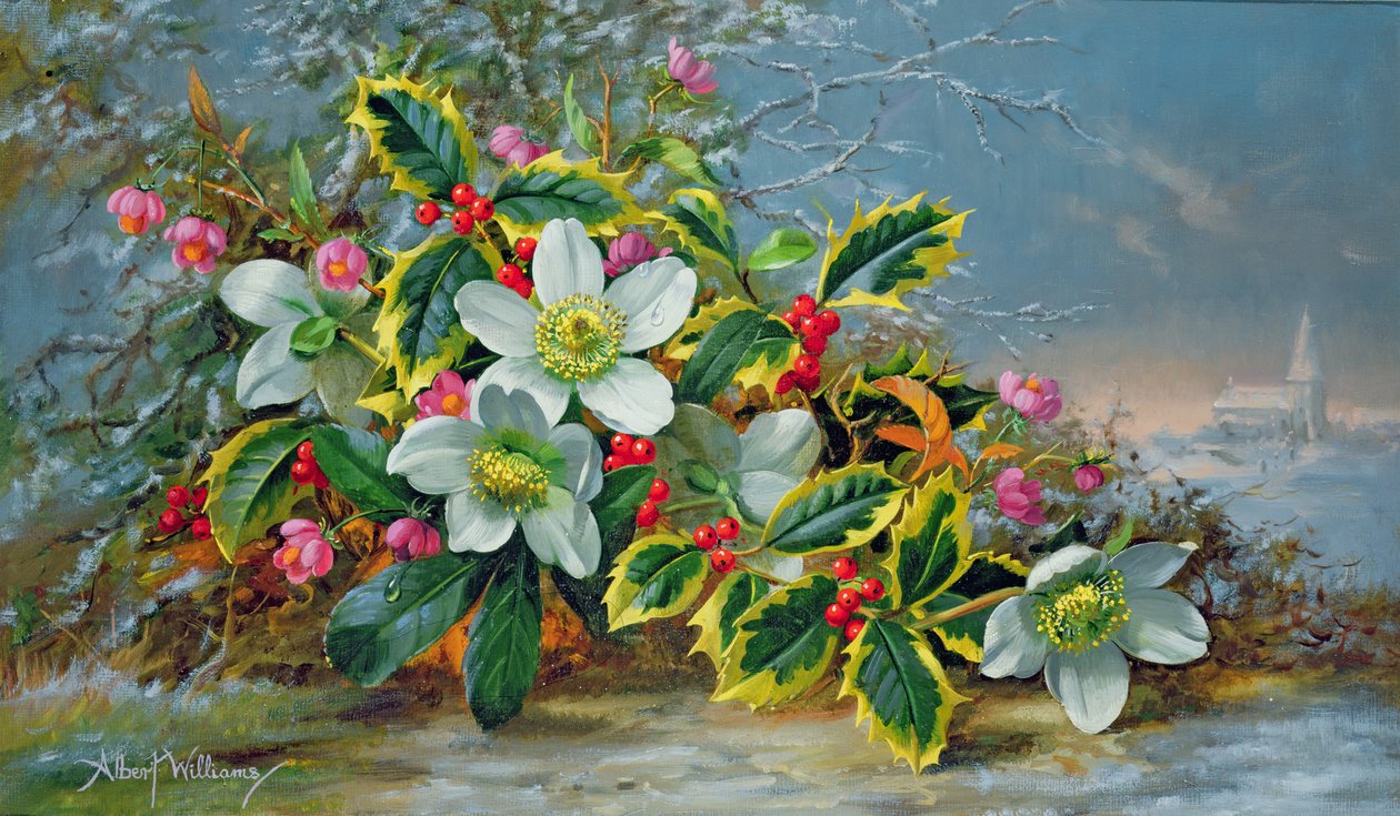 Winterrozen in een landschap door Albert Williams