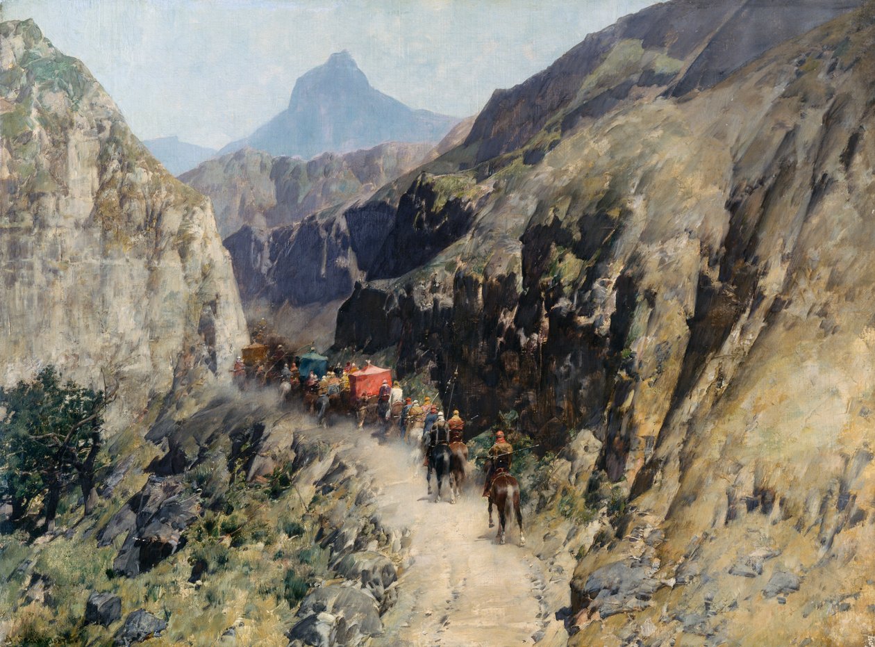 Karavaan in Perzië door Alberto Pasini