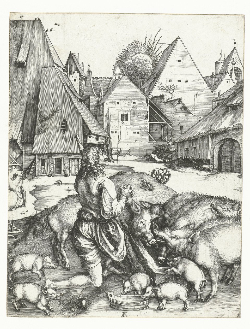 De verloren zoon bij de varkens door Albrecht Dürer