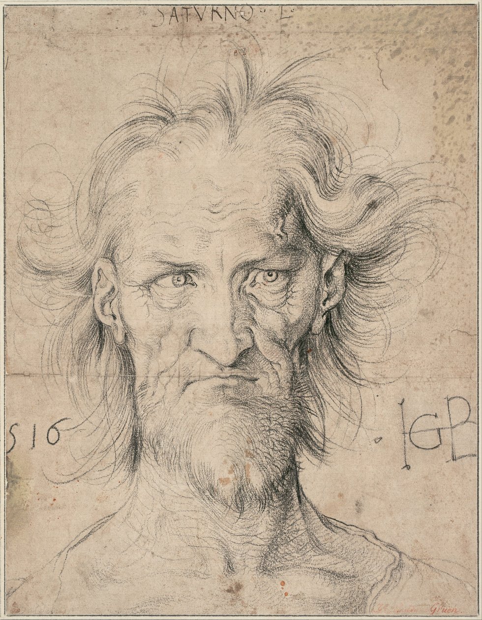 Hoofd van een bebaarde oude man (Saturnus), 1516 door Albrecht Dürer