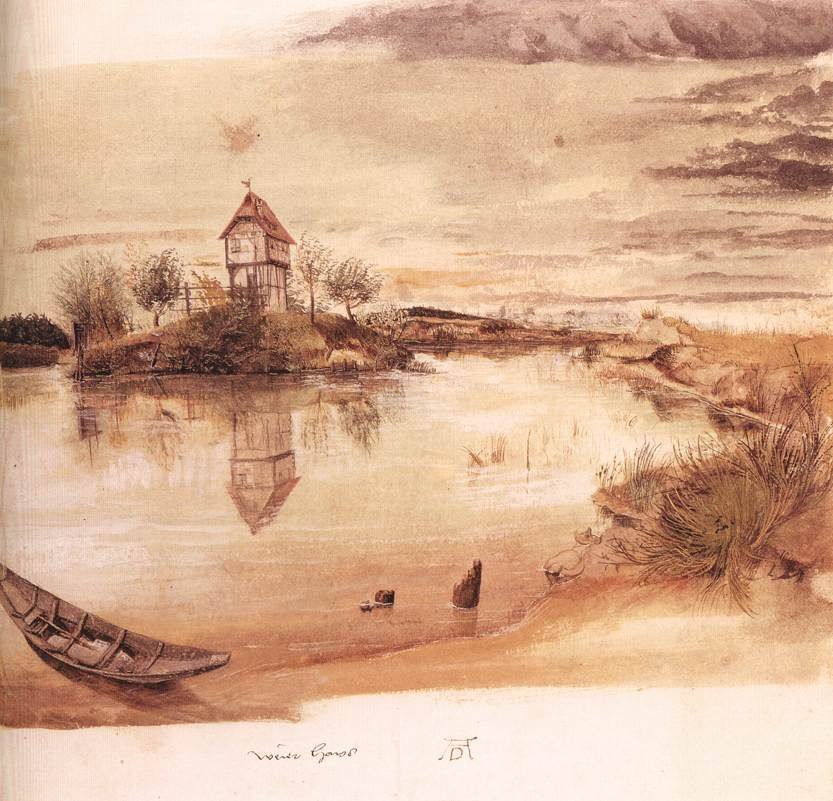 Huis bij een vijver door Albrecht Dürer