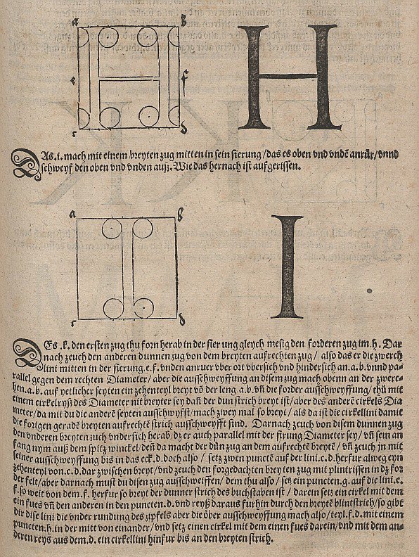 Constructie van letters door Albrecht Dürer