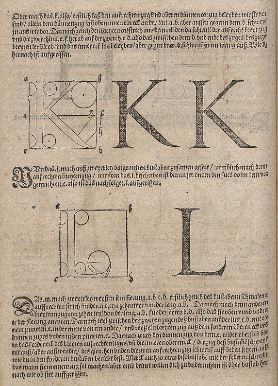 Constructie van letters door Albrecht Dürer