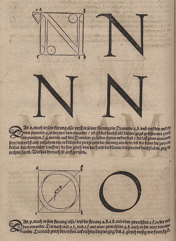 Constructie van letters door Albrecht Dürer