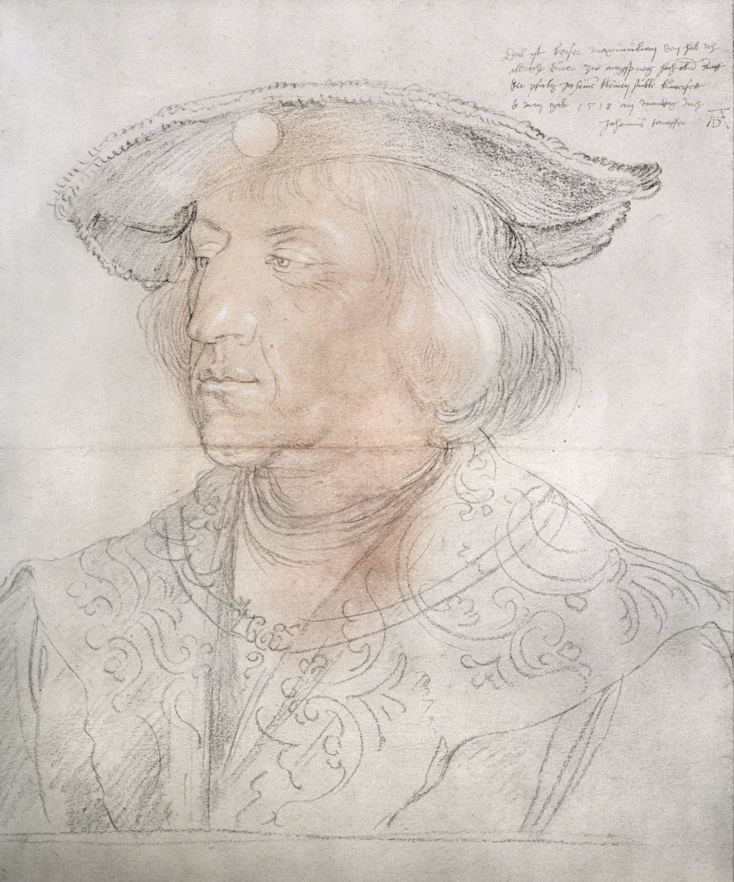 Maximiliaan I, Keizer van Duitsland (1459-1519), 1518-19 door Albrecht Dürer