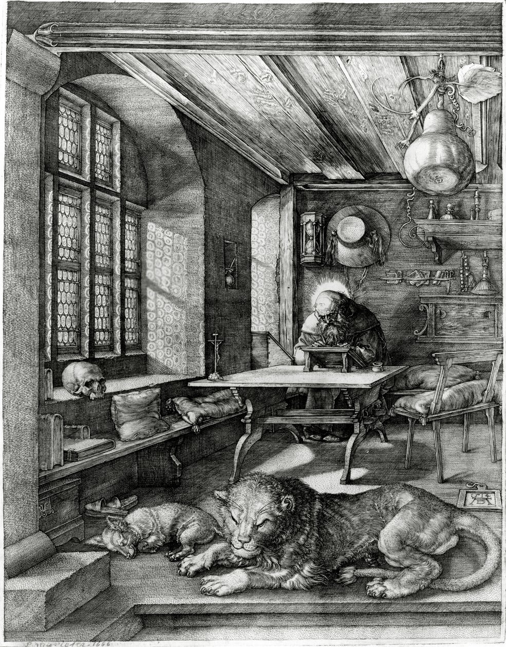 St. Hiëronymus in zijn studeerkamer, 1514 door Albrecht Dürer