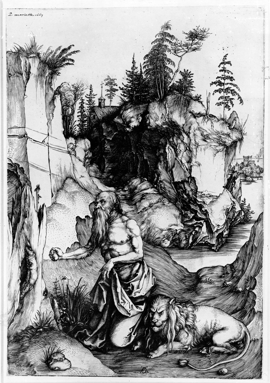 St. Hiëronymus in de wildernis, c.1496 door Albrecht Dürer