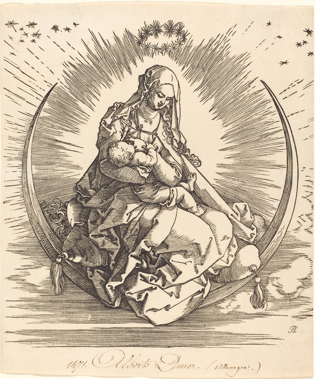 De Madonna op de maansikkel door Albrecht Dürer