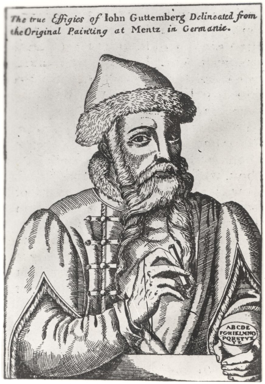 Portret van Johannes Gutenberg (c.1400-68) door Albrecht Mentz