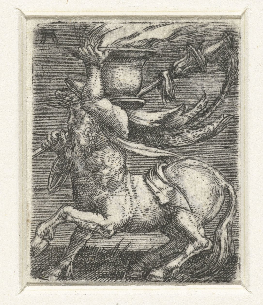 Centaur draagt een pot met vuur door Albrecht Altdorfer