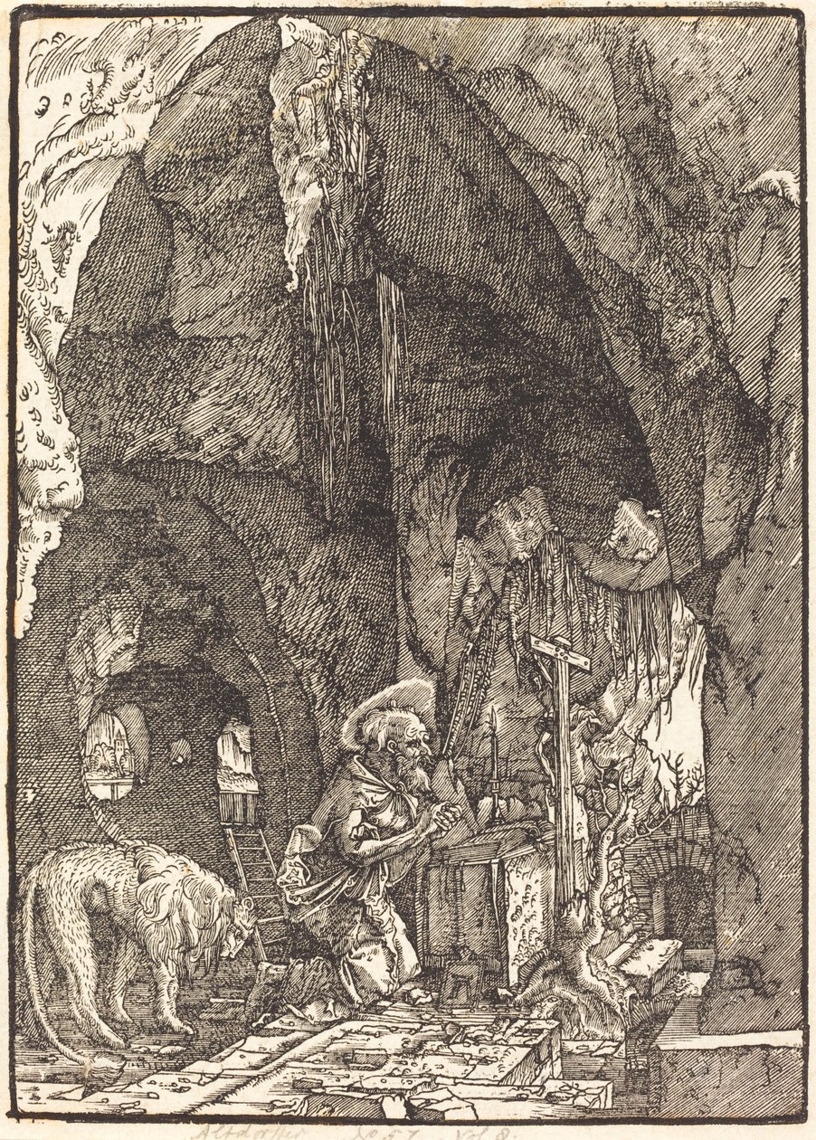 Sint Hiëronymus in een Grot door Albrecht Altdorfer