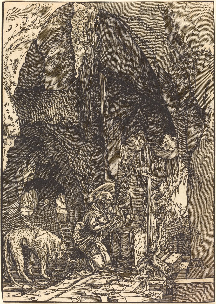 Sint Hiëronymus in de Grot door Albrecht Altdorfer