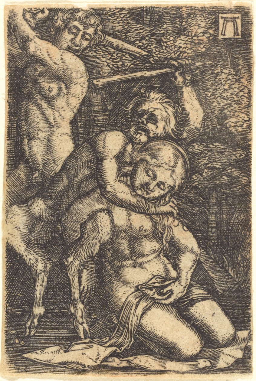 Twee Satyrs Vechten om een Nimf door Albrecht Altdorfer