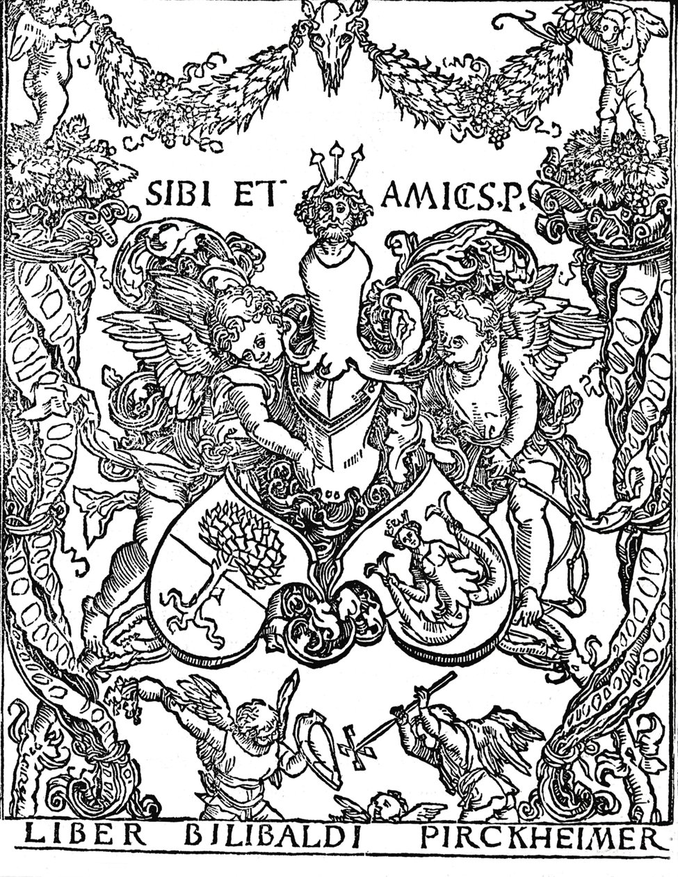 Boekplaat van Willibald Pirkheimer, ca. 1502-1503, 1906 door Albrecht Dürer