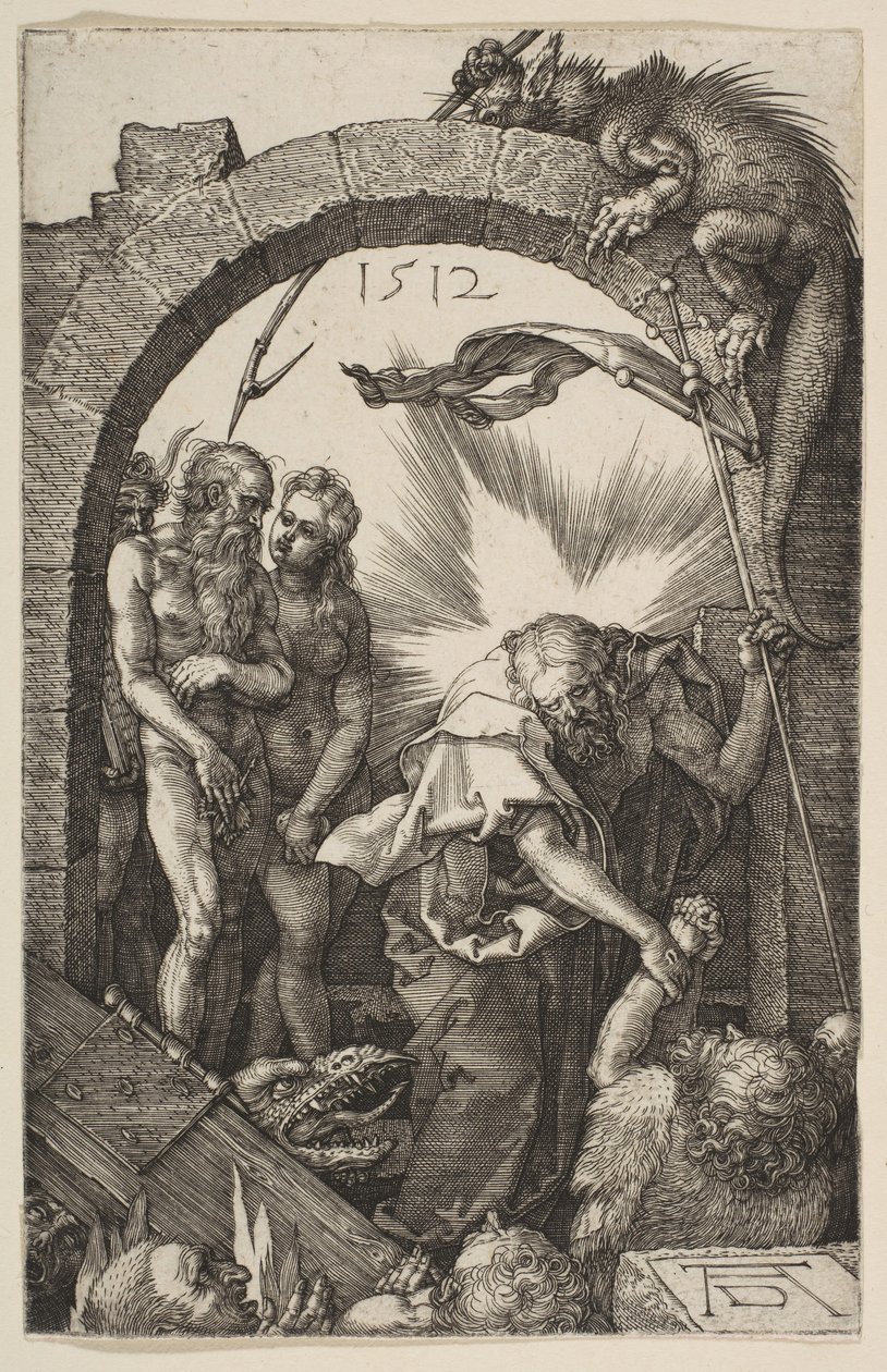 Christus in het Voorgeborchte, uit De Passie, 1512 door Albrecht Dürer