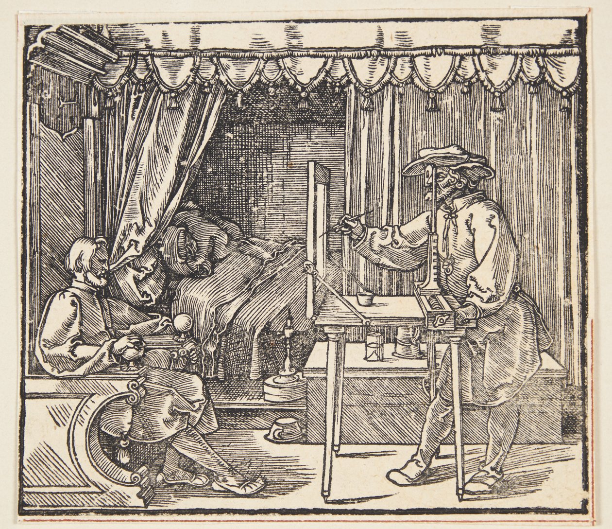 Tekenaar die een portret tekent door Albrecht Dürer