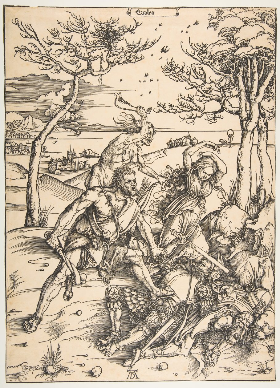 Hercules Overwint de Molionide Tweeling door Albrecht Dürer
