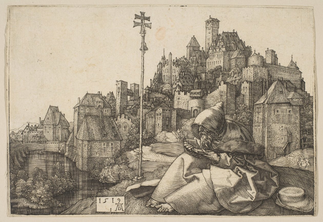 Sint Antonius lezend, 1519 door Albrecht Dürer