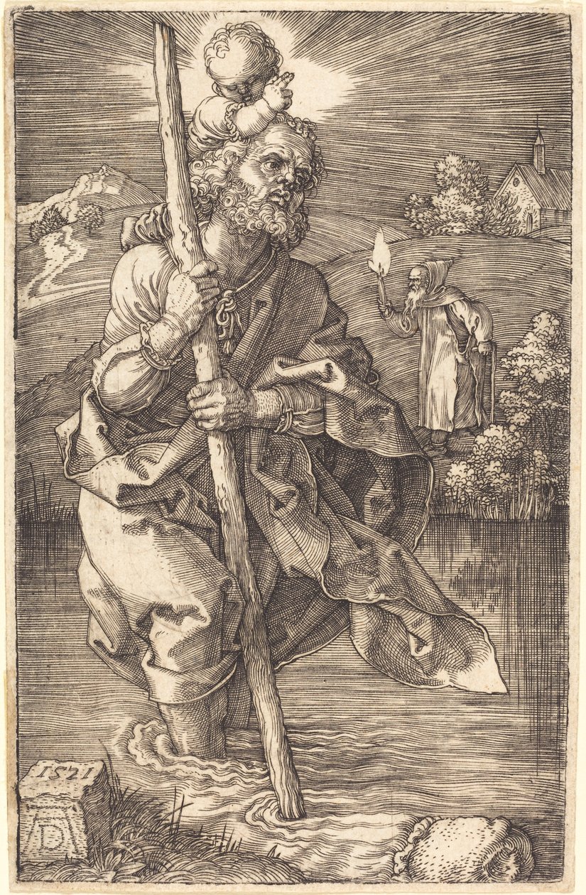 Sint Christoffel naar rechts door Albrecht Dürer