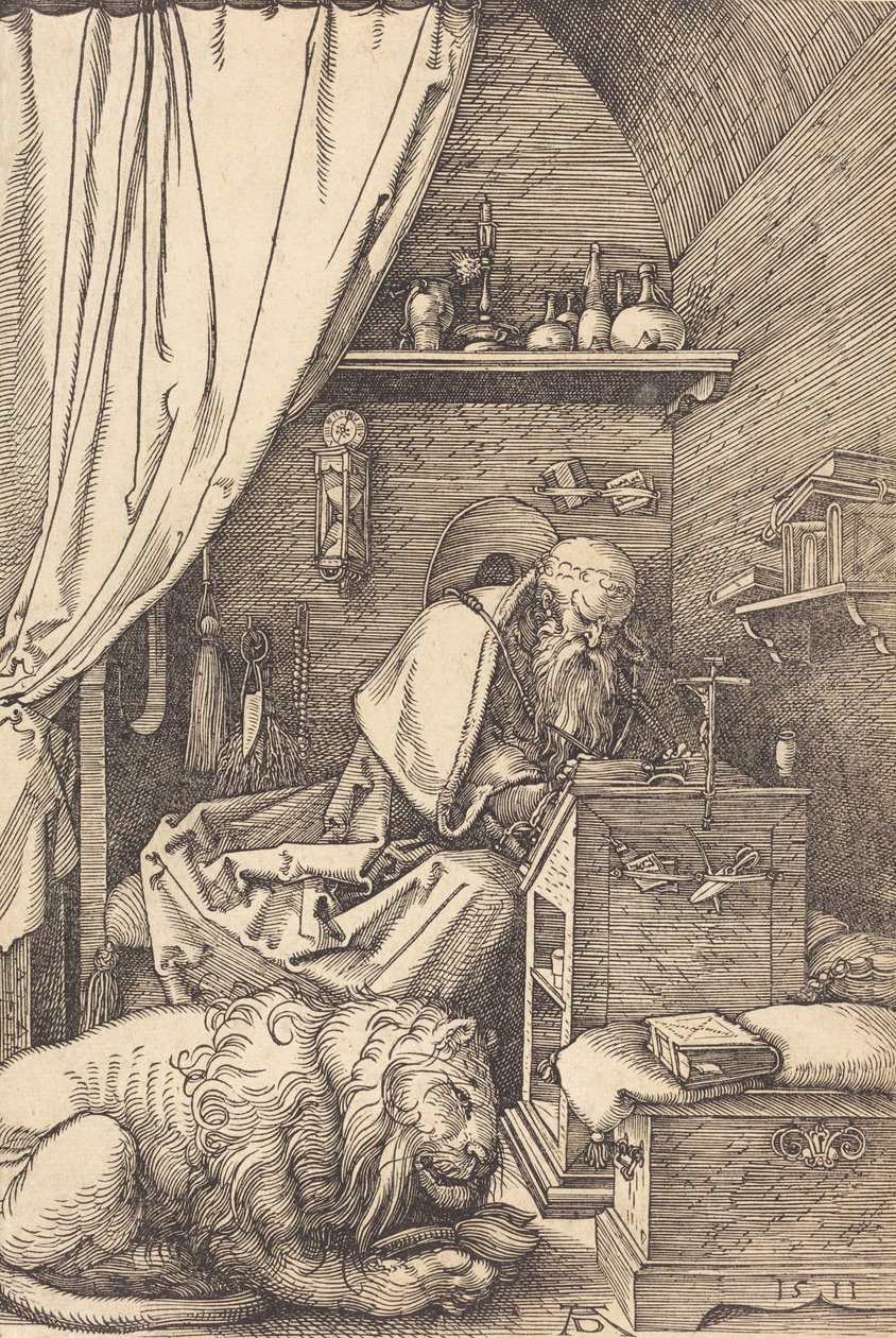 Sint Hiëronymus in zijn cel door Albrecht Dürer