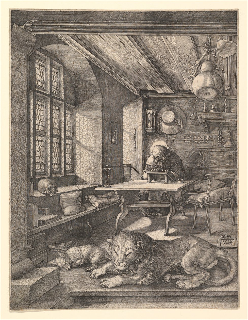 Sint Hiëronymus in zijn studeerkamer door Albrecht Dürer