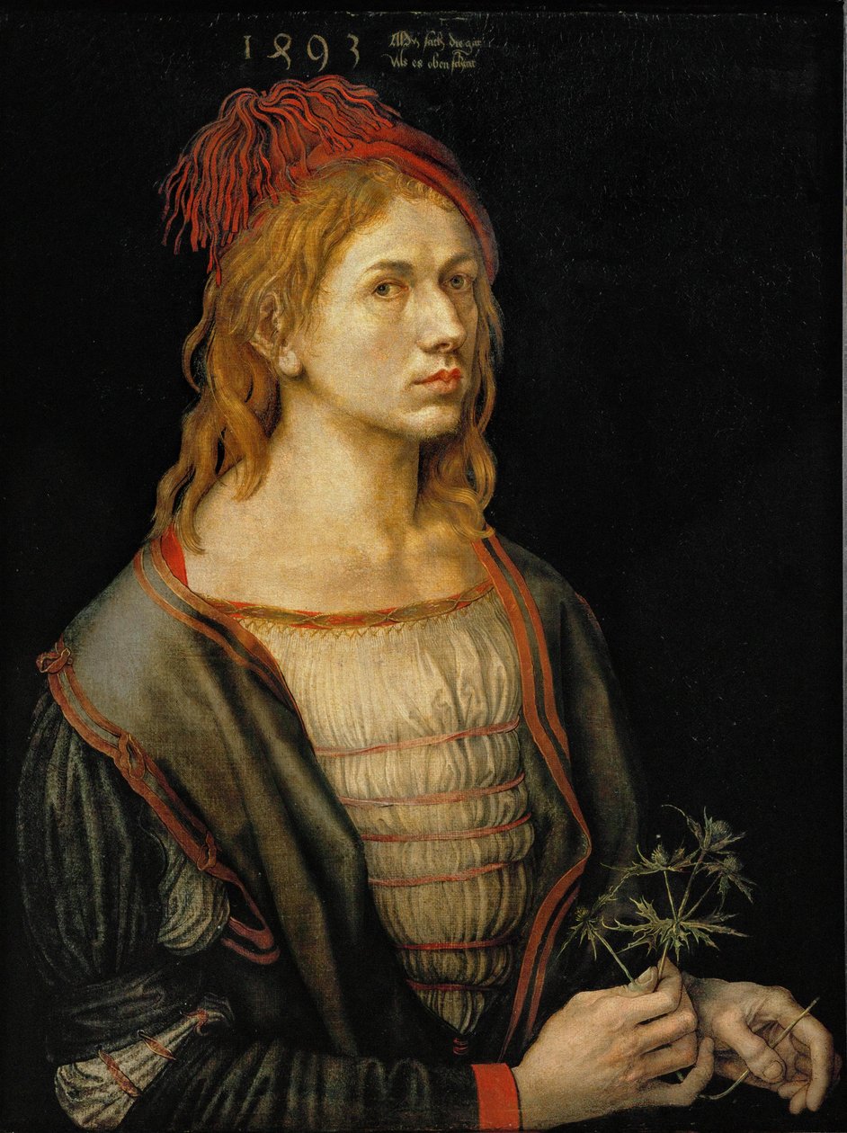 Zelfportret met distel door Albrecht Dürer