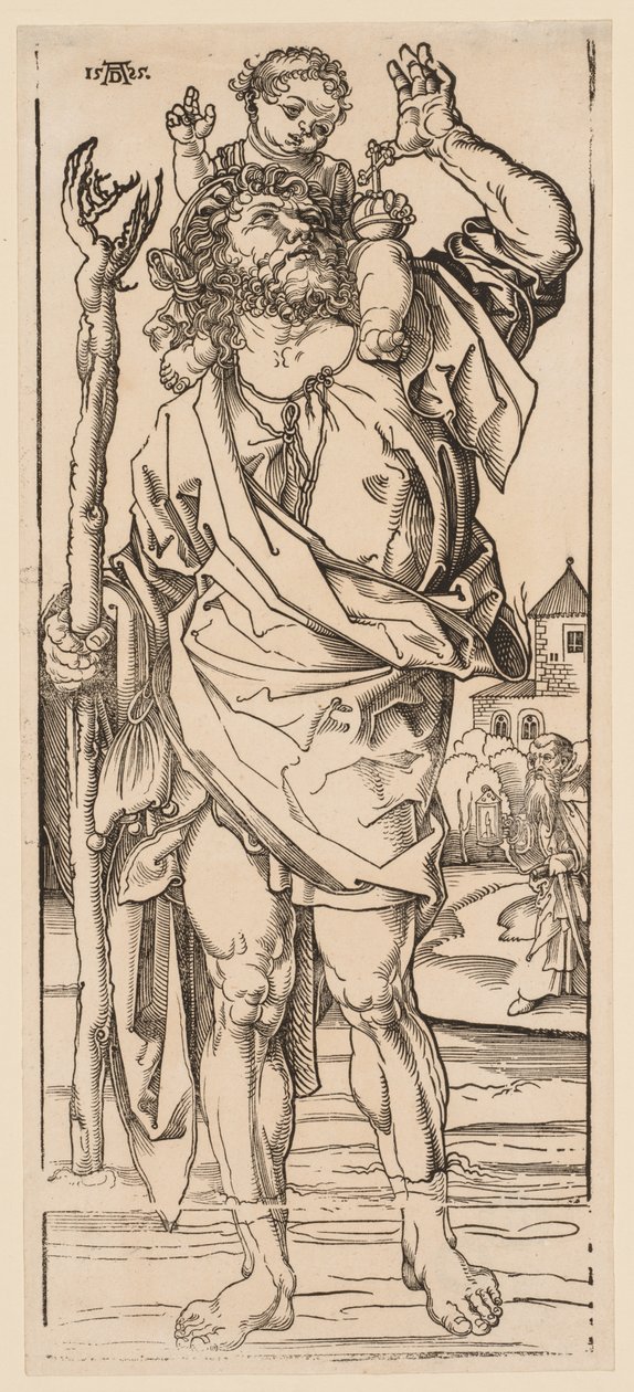 Sint Christoffel die de Stroom Oversteekt, 1528 door Albrecht Dürer