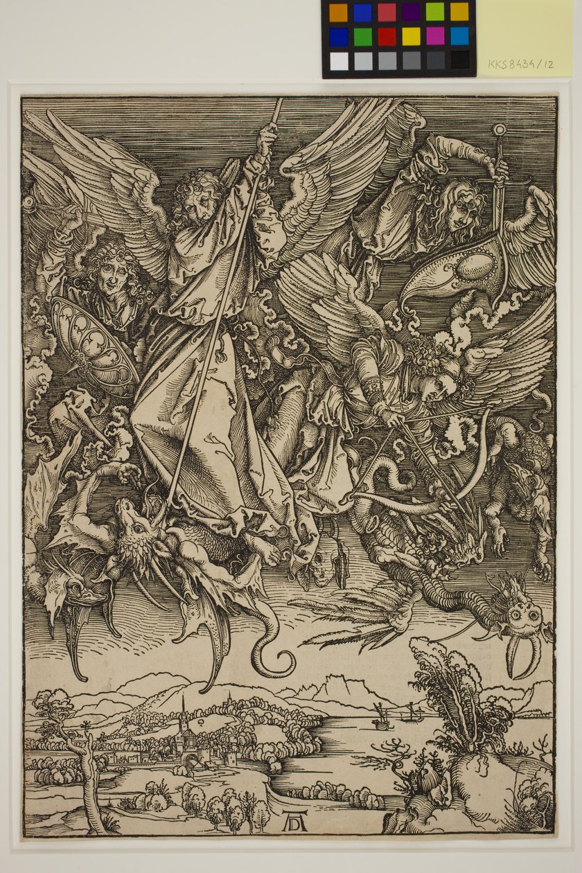 Sint-Michiel vecht tegen de draak door Albrecht Dürer