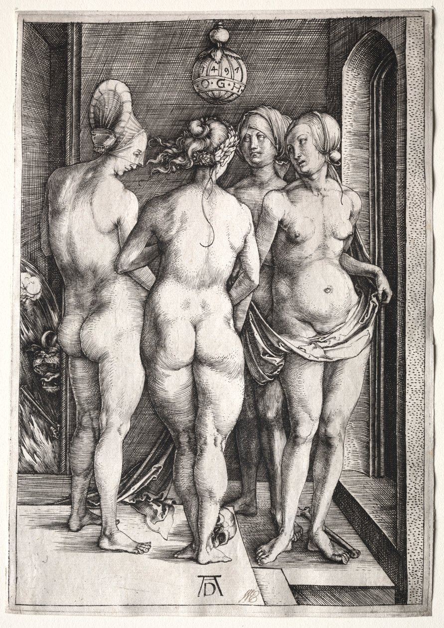 De vier heksen, vier naakte vrouwen, 1497 door Albrecht Dürer